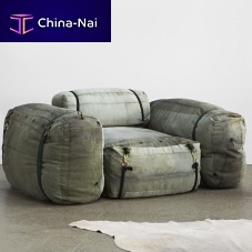Contemporary pouf THE SHEARER leathermodularcustom