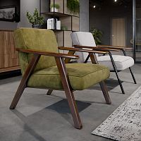 Contemporary armchair CAMDENfabricoakteak