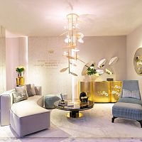 Contemporary ceiling light ODYSSEY roundbrassmarble