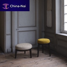Contemporary stool TRINITYfabricbeech base3-legged