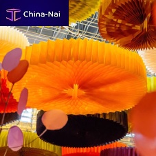 Contemporary ceiling lamp DAISY HONEYCOMBroundpaperLED