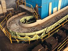 Vibrating conveyor SYNCRO-COIL®inclinedcurvedtrough