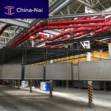 Powder coating conveyor system overhead