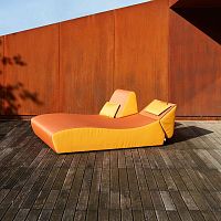 Contemporary sun lounger Restfabricwoodenadjustable backrest