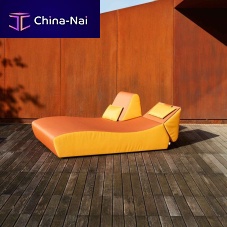 Contemporary sun lounger Restfabricwoodenadjustable backrest