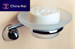 Wall-mounted soap dish DENEB glasssatin