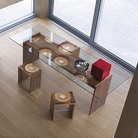 Contemporary stool Ripples oakashwalnut