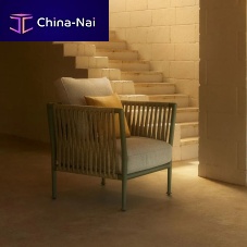 Contemporary armchair Trebleacrylic fabricropewith removable cushion