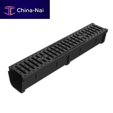 Drainage channel with grating U-150-F-75cast iron gratefor public spaces