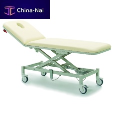 Electric Bobath table P-BY-001on casterswith adjustable height backrest2-section