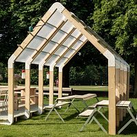 Self-supporting pergola THE FRAMEHOUSEwoodensteel