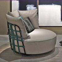 Contemporary armchair Love leatheraluminumwith removable cushion