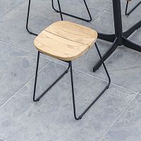 Scandinavian design stool 260 100 BRYGGENteakstainless steel basesled base