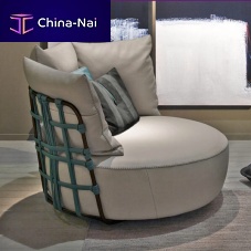 Contemporary armchair Love leatheraluminumwith removable cushion