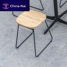 Scandinavian design stool 260 100 BRYGGENteakstainless steel basesled base
