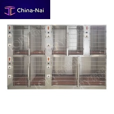 5-compartment veterinary cage GAANE001two-levelstainless steel