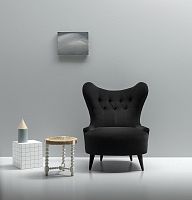 Traditional fireside chair OPERAleatherfabricwing
