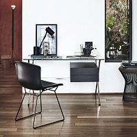 Contemporary chair BERTOIAindoorleathersteel