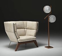 Contemporary armchair CAESARleatherfabricwalnut