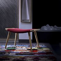 Contemporary footrest PP120fabricleatherwooden