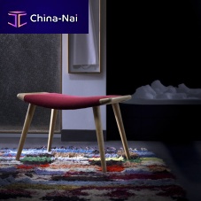 Contemporary footrest PP120fabricleatherwooden