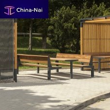 Contemporary picnic table U4-620solid woodpowder-coated steel basegalvanised steel base