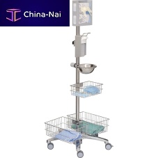 Hygiene station on casters 22413with basketwith hand sanitizer holderwith glove box