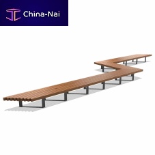 Contemporary public bench GESHERwoodenmetalmodular