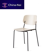 Contemporary chair Blockindoorlaminated woodchromed metal base