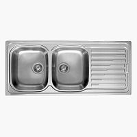 Double kitchen sink SKY 500with drainboardstainless steelovermount