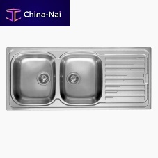 Double kitchen sink SKY 500with drainboardstainless steelovermount