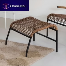 Contemporary footrest Kin linenleathersteel