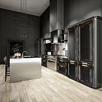 Traditional kitchen pernayoakstainless steelisland