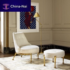 Traditional fireside chair CHARADEfabricbrasswith footrest