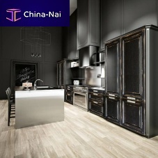 Traditional kitchen pernayoakstainless steelisland
