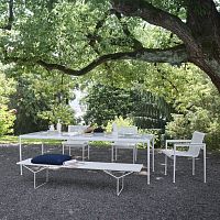 Contemporary garden bench Bertoiateakstainless steelSolid Surface