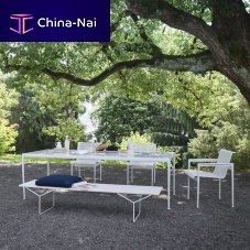 Contemporary garden bench Bertoiateakstainless steelSolid Surface