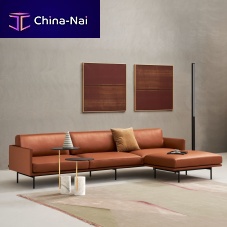 Modular sofa COMODOcontemporaryleatherbrown