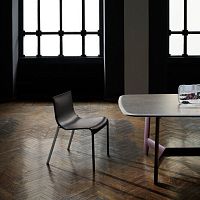 Contemporary chair Mjnaindoorleathersteel base