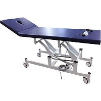 Electric massage table 1300on casterswith adjustable height backrest2-section