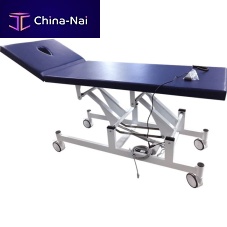 Electric massage table 1300on casterswith adjustable height backrest2-section