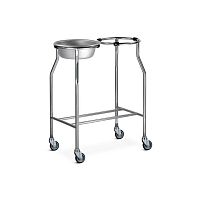 Double bin surgical bowl stand SBS/2 trolley-mountedstainless steel