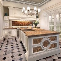 Classic kitchen VICTORIAlacquered woodisland