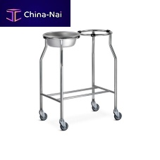 Double bin surgical bowl stand SBS/2 trolley-mountedstainless steel