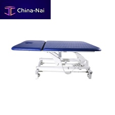 Electric Bobath table YA-ET-D07on casterswith adjustable height backrest2-section