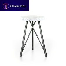 Contemporary stool marblesteel base3-legged