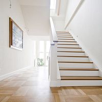 Straight staircase oak stepwooden framecontemporary