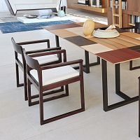 Contemporary chair BURTON indoorfabriccherrywood base