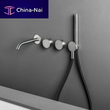 Double-handle shower mixer tap OXbuilt-instainless steelbathroom