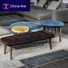 Contemporary ottoman 9300 PANCAKEfabricwoodenindoor